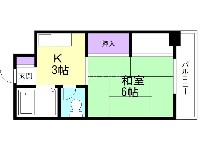 アシストプリンス青森(1K/3階)の間取り写真