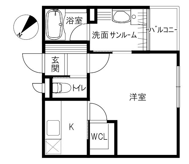STAGEA金沢(1K/1階)の間取り写真