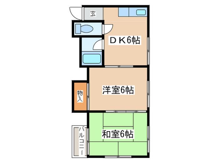 モンフィス大鶴(2DK/3階)の間取り写真