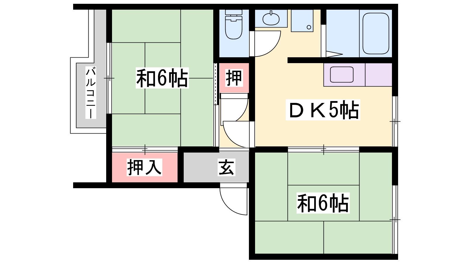 ハイツプリティー(2DK/1階)の間取り写真