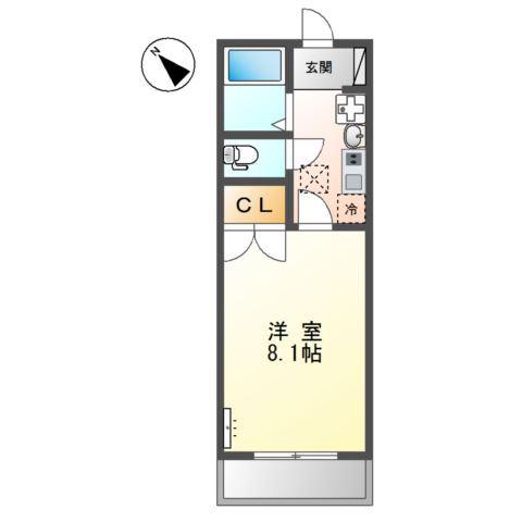 エバーハイツ春日(1K/1階)の間取り写真