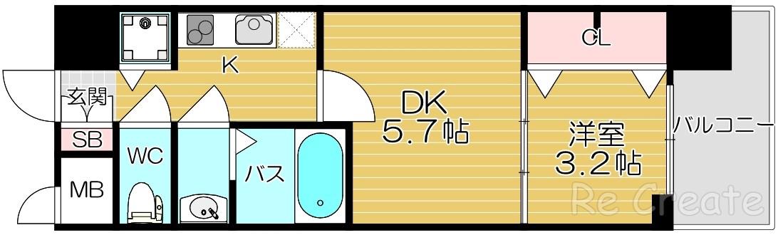 S-RESIDENCE日本橋QUALIER(2K/9階)の間取り写真