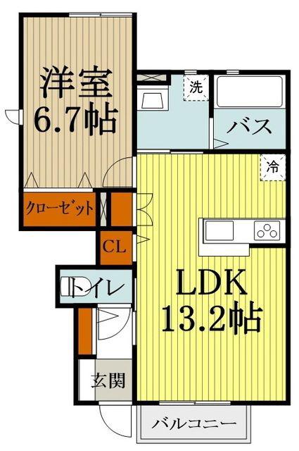 ハーブス カモミール(1LDK/1階)の間取り写真