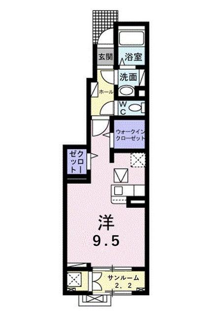 ビエント紫風VIII(ワンルーム/1階)の間取り写真