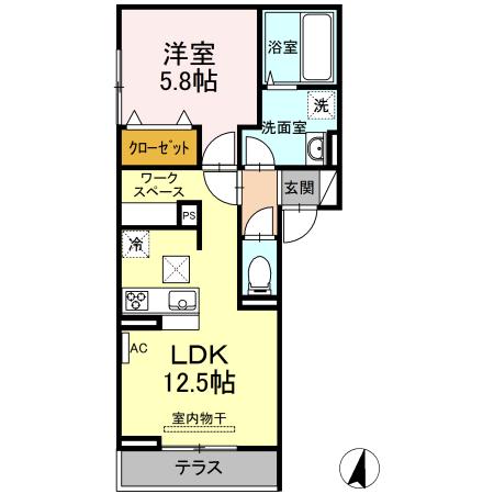 D-RESIDENCE E(1LDK/3階)の間取り写真