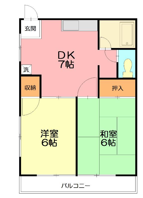 メゾンソレイユB棟(2DK/2階)の間取り写真