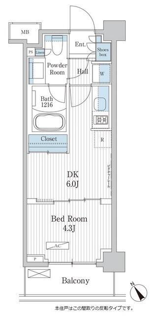 パークアクシス門前仲町テラス(1DK/5階)の間取り写真