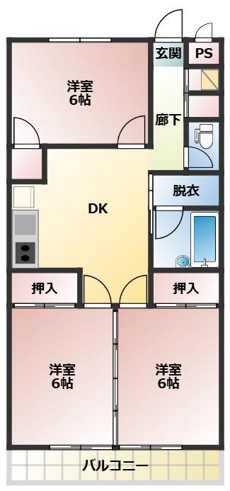 コーポサンライズ(1LDK/2階)の間取り写真