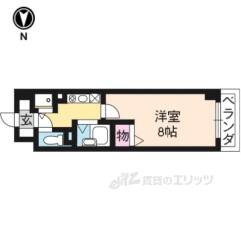アルデールB(1K/6階)の間取り写真