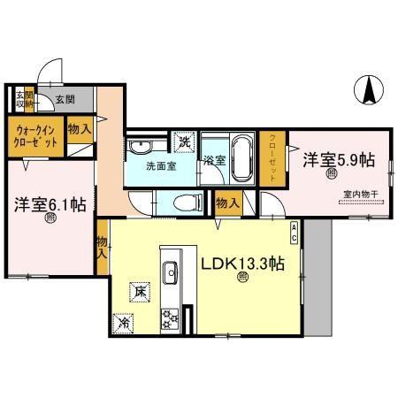 ウエスト ポトス(2LDK/1階)の間取り写真