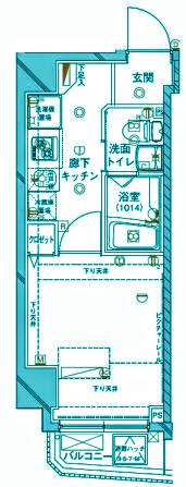 クレイシア西蒲田(1K/2階)の間取り写真