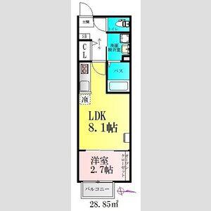 BAU黒松駅前(1LDK/1階)の間取り写真