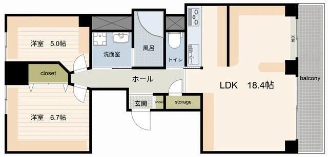 南青山第一マンションズ(2LDK/7階)の間取り写真