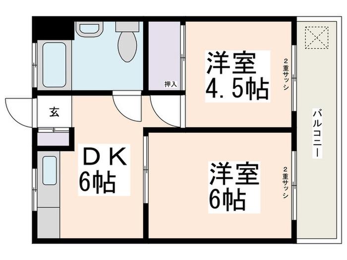 中山コーポ(2DK/3階)の間取り写真