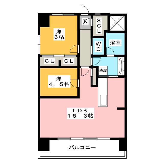 フォレスト.N(2LDK/9階)の間取り写真