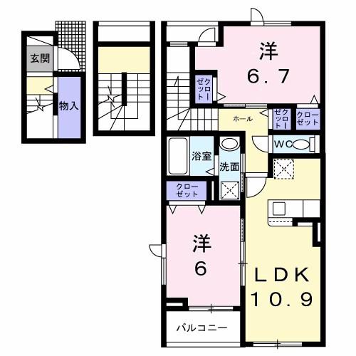 シーパレス弐番館(2LDK/3階)の間取り写真