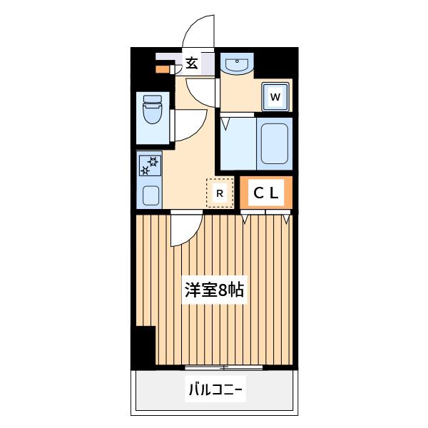 シエロアスール(1K/4階)の間取り写真