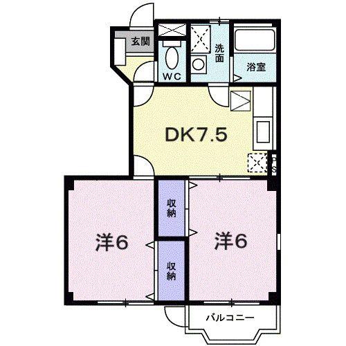ナルチーゾII(2DK/1階)の間取り写真