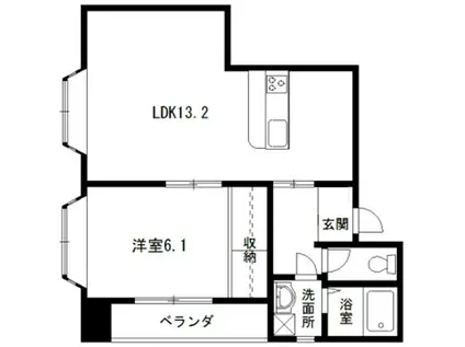 サンシャインハイツI(1LDK/4階)の間取り写真