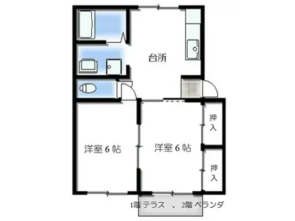 スターハイツ(2K/2階)の間取り写真