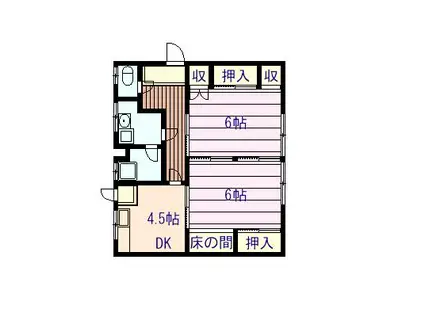 ときわ荘(2DK/2階)の間取り写真