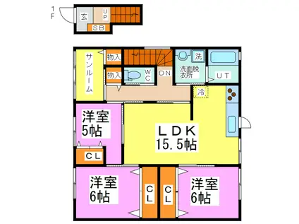 アステート菅谷(3LDK/1階)の間取り写真