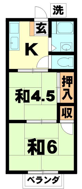 フジハイツ(2K/2階)の間取り写真