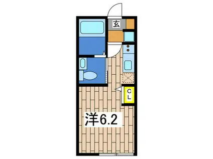 リブライト丸山台(ワンルーム/1階)の間取り写真