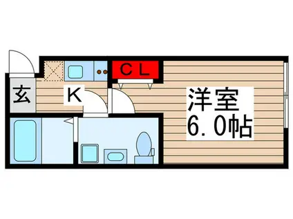 ソランジュ鎌ヶ谷(1K/1階)の間取り写真