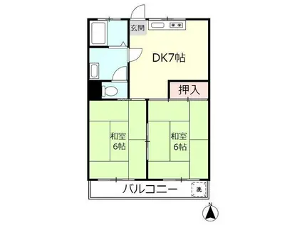 大沢ビル(2DK/4階)の間取り写真