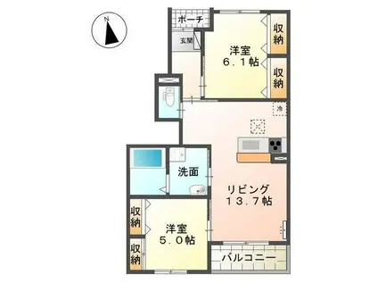 レラツィオーネ(2LDK/1階)の間取り写真