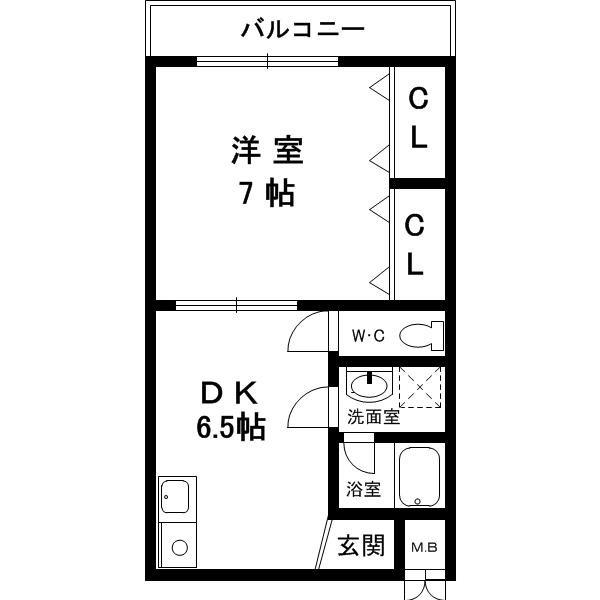 プラタナス・アベニュー(1DK/2階)の間取り写真