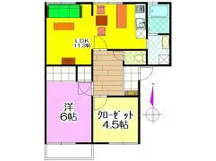 スカイハイツモリヤB(1SLDK/1階)の間取り写真