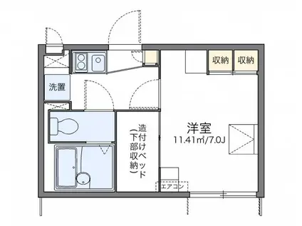 フローラ中里(1K/2階)の間取り写真