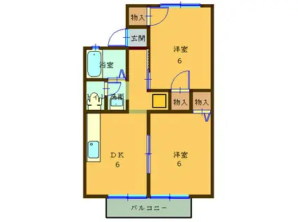 サンクレア(2DK/2階)の間取り写真