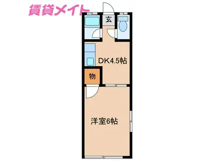 コーポ羽山 南棟(1DK/2階)の間取り写真