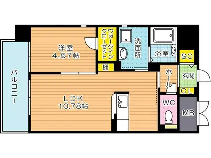 シャーメゾングランドソレイユ門司(1LDK/8階)の間取り写真