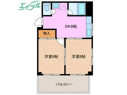 マンション風(2DK/1階)の間取り写真
