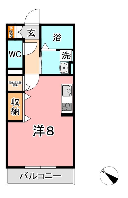 コンフォート高山(ワンルーム/1階)の間取り写真