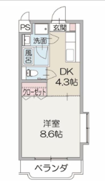 メゾンかりがね(1DK/2階)の間取り写真