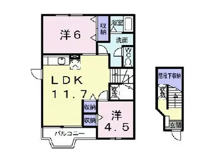 カーサ・ツダ(2LDK/2階)の間取り写真