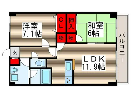 アウラ10(2LDK/6階)の間取り写真