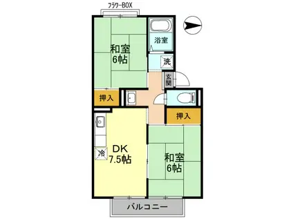 パルコート林(2DK/2階)の間取り写真