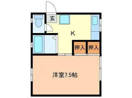 コーポふじ(1K/2階)の間取り写真