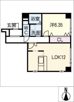 大針ファースト(1LDK/1階)の間取り写真