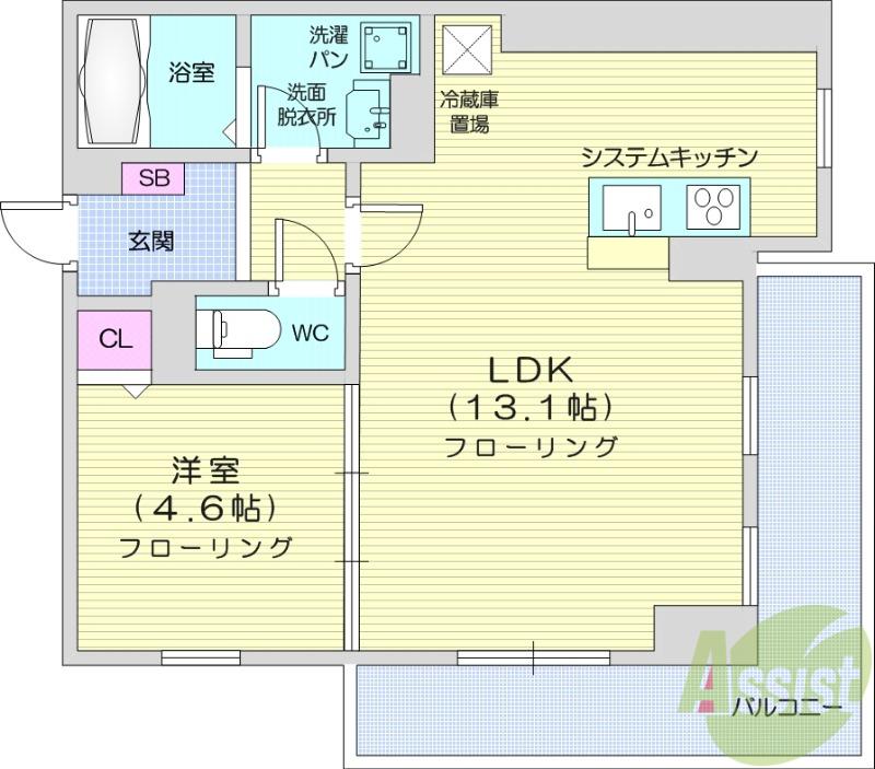 LUANA・AIR・RESIDENCE宮町(1LDK/2階)の間取り写真