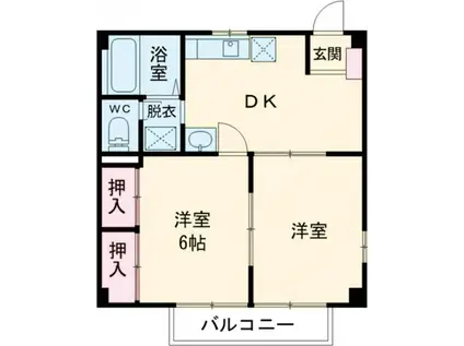 アクティブ田沢I(2DK/2階)の間取り写真