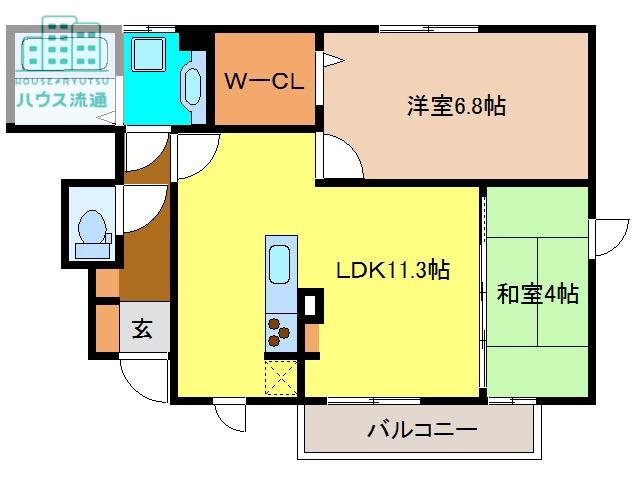 ドエル古賀Ⅱ(2LDK/1階)の間取り写真