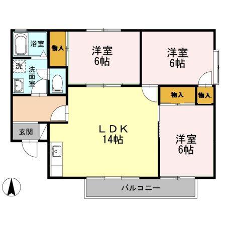 セジュール住吉(3LDK/1階)の間取り写真