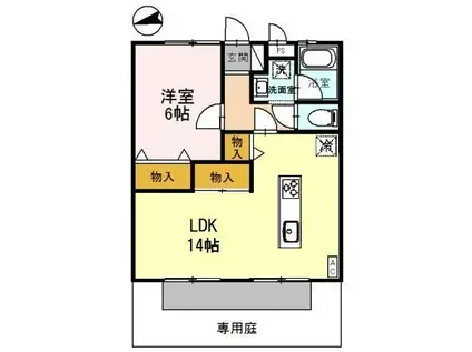 ノーブル幸(1LDK/1階)の間取り写真